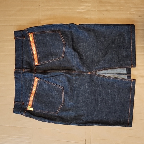 Michael Kors (designer) blue denim skirt tangerine trim-8 - Picture 2 of 7